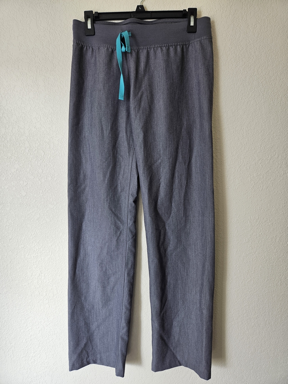 Figs Livingston Women's Grey Pants with Teal Drawstring